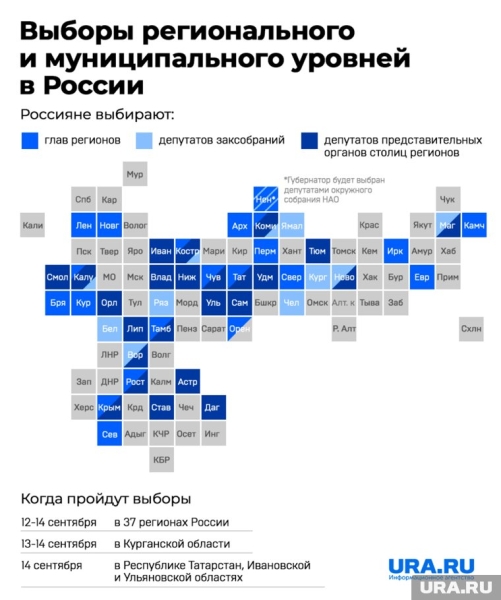 В России начался единый день голосования 12-14 сентября: в каких регионах голосуют. Карта